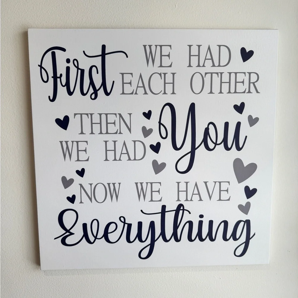 NWOT Wall Art White Dark Blue First We Had Eachother Nursery Baby Decor Picture